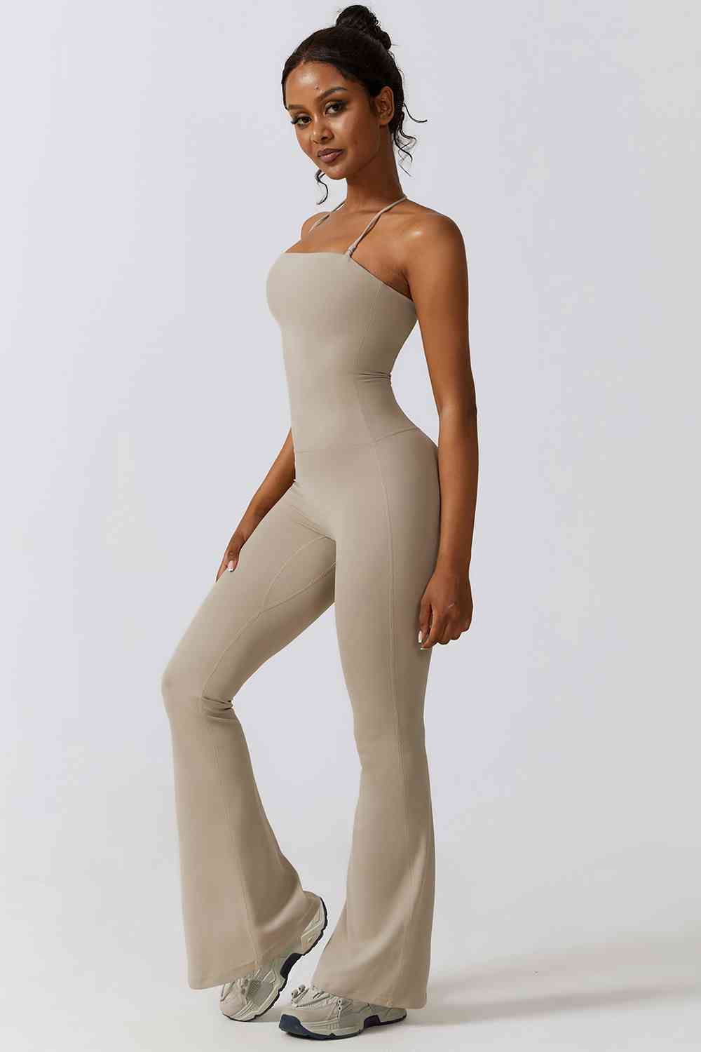 Halter Neck Flare Sport Jumpsuit - CatConcepts