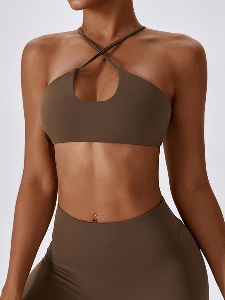 Cropped Halter Neck Sports Bra - CatConcepts