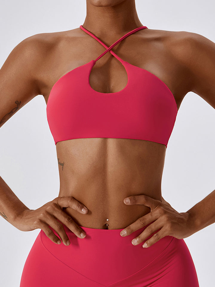 Cropped Halter Neck Sports Bra - CatConcepts