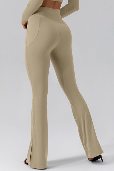 High Waist Slit Pocketed Active Pants