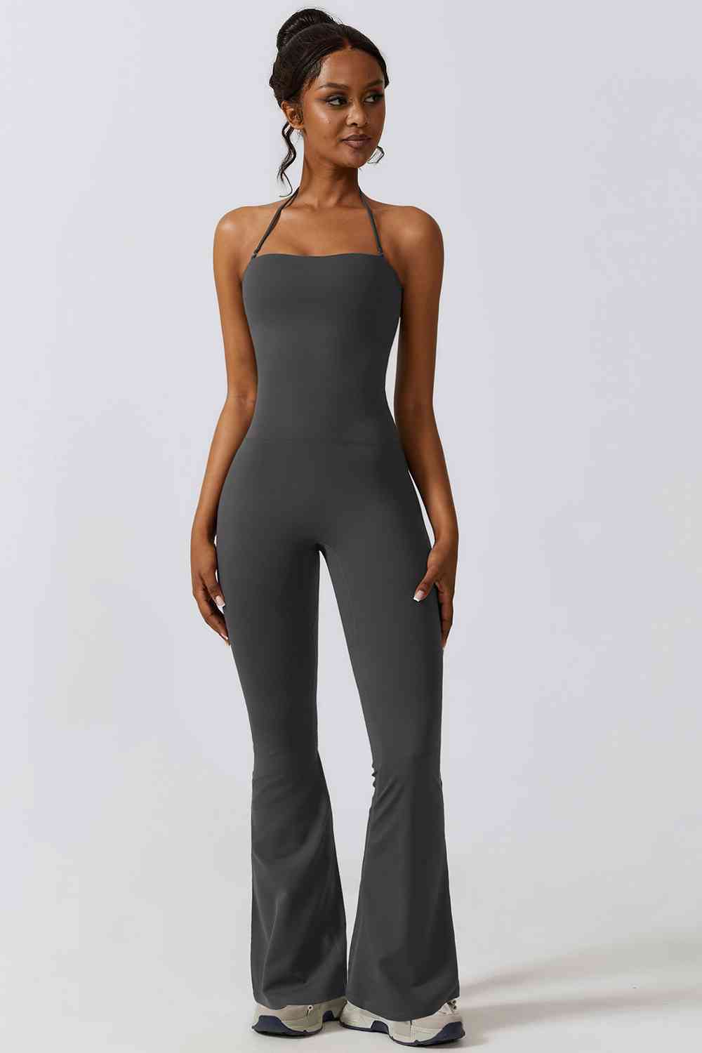 Halter Neck Flare Sport Jumpsuit - CatConcepts