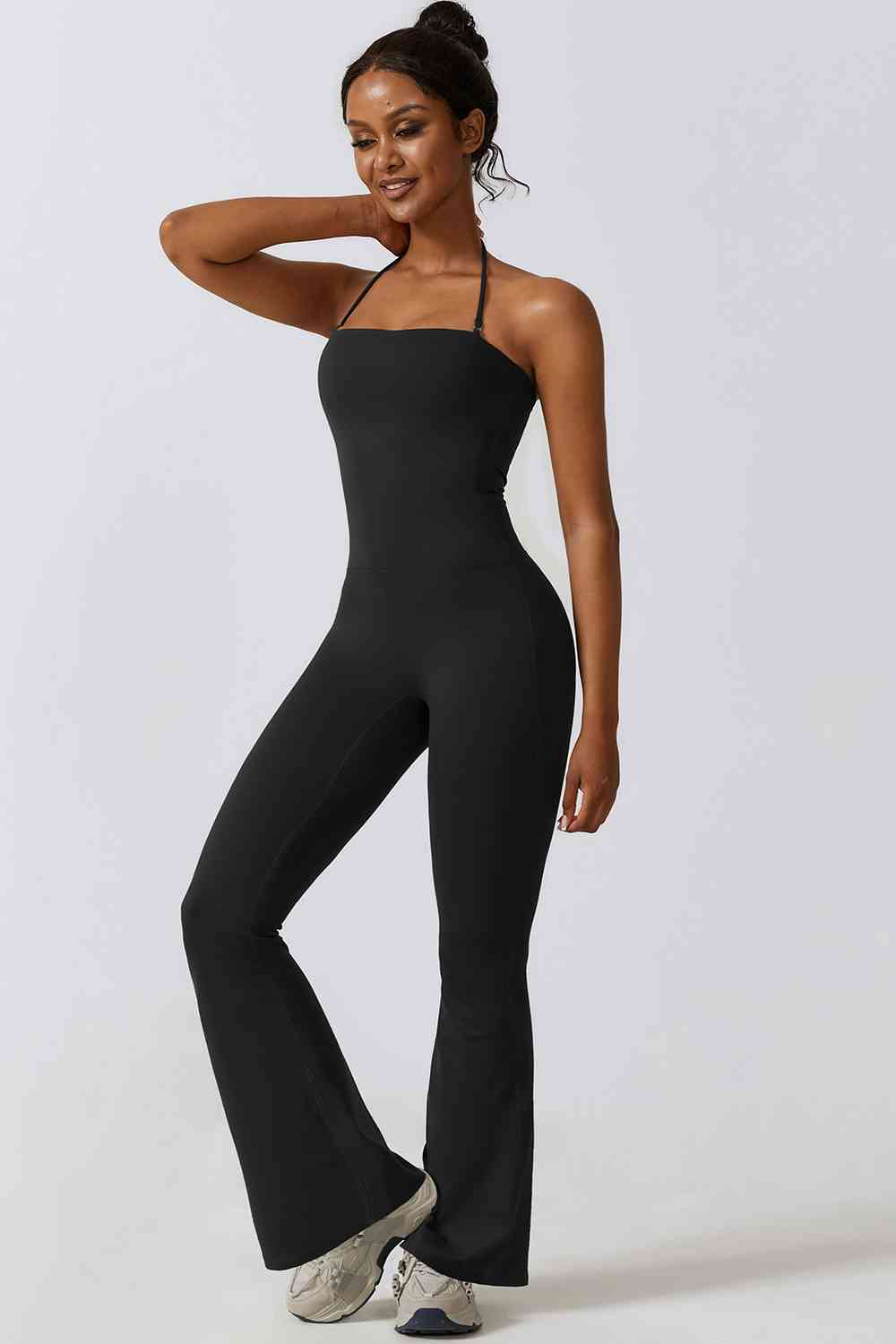 Halter Neck Flare Sport Jumpsuit - CatConcepts