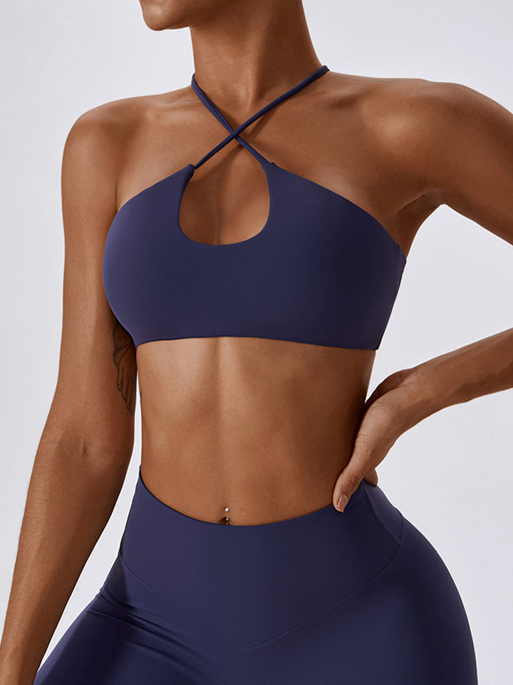 Cropped Halter Neck Sports Bra - CatConcepts